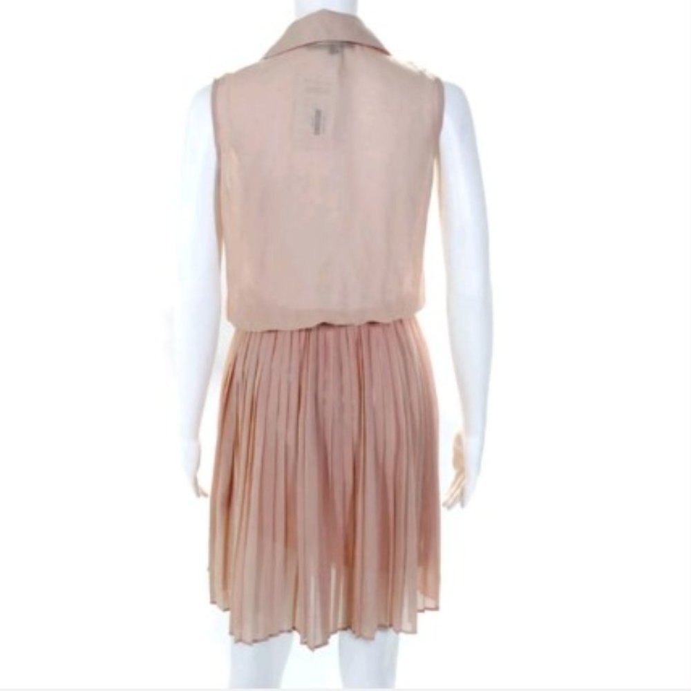 BLAQUE L PINK SHEER SLEEVELESS PLEATED SHIRT DRESS - Picture 2 of 4